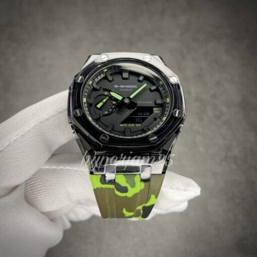 custom gshock black green casioak